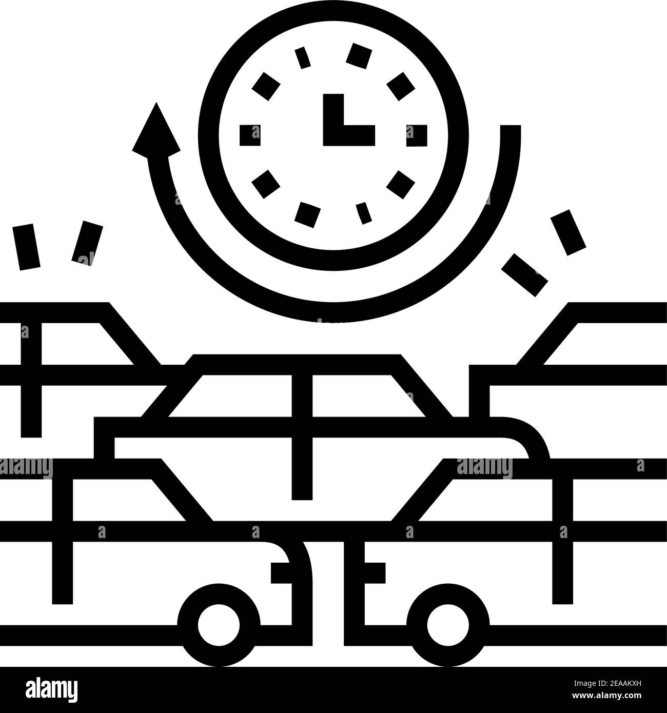 waiting time in traffic jam line icon vector illustration Stock Vector