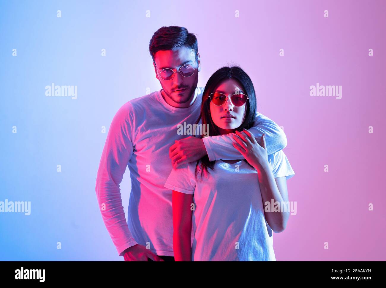 Stylish fashionable young couple for ad or offer Stock Photo