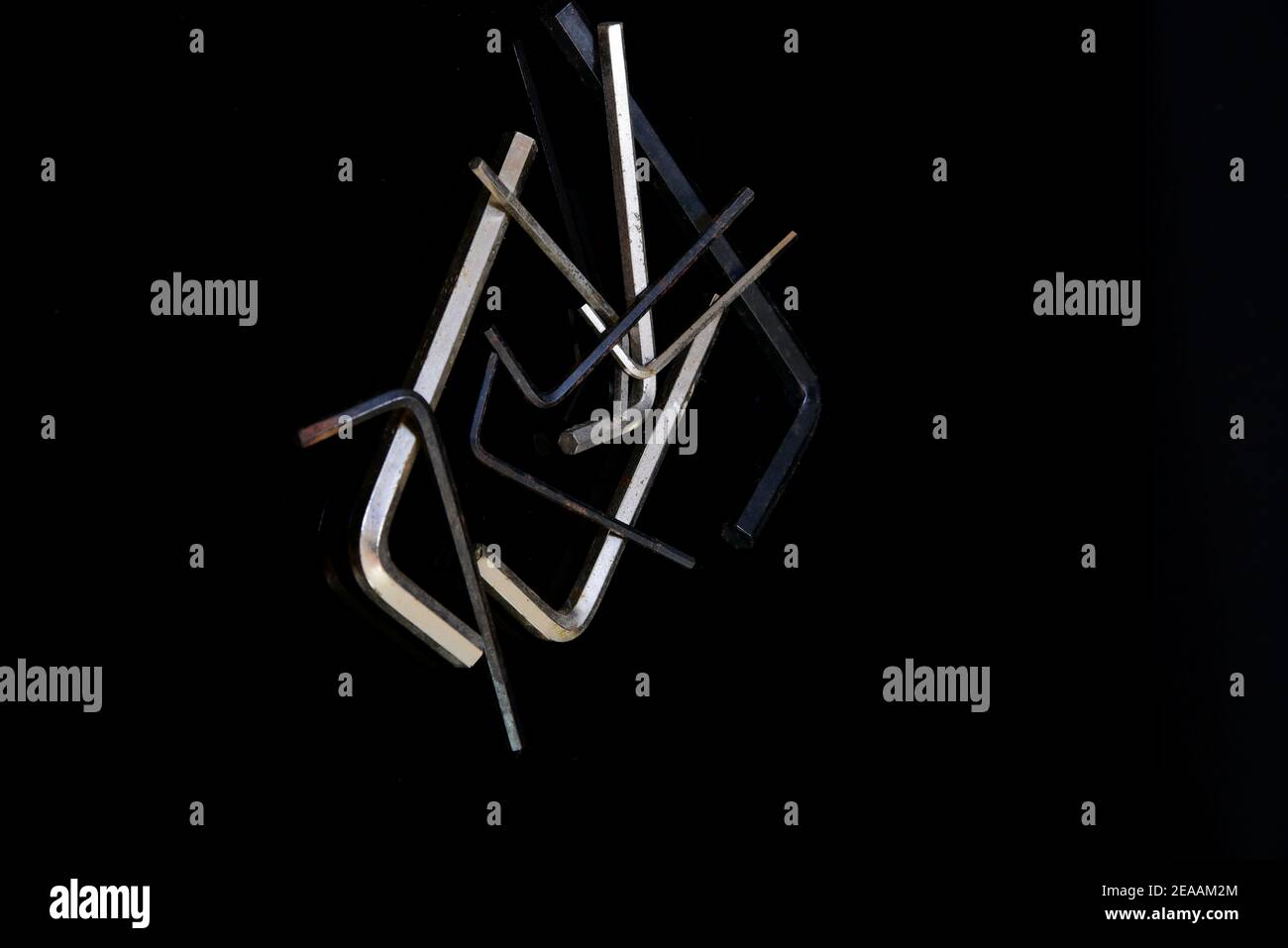 Allen keys with plain black background Stock Photo