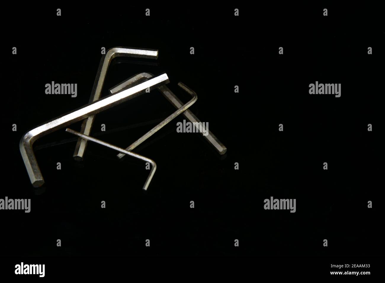 Allen keys with plain black background Stock Photo