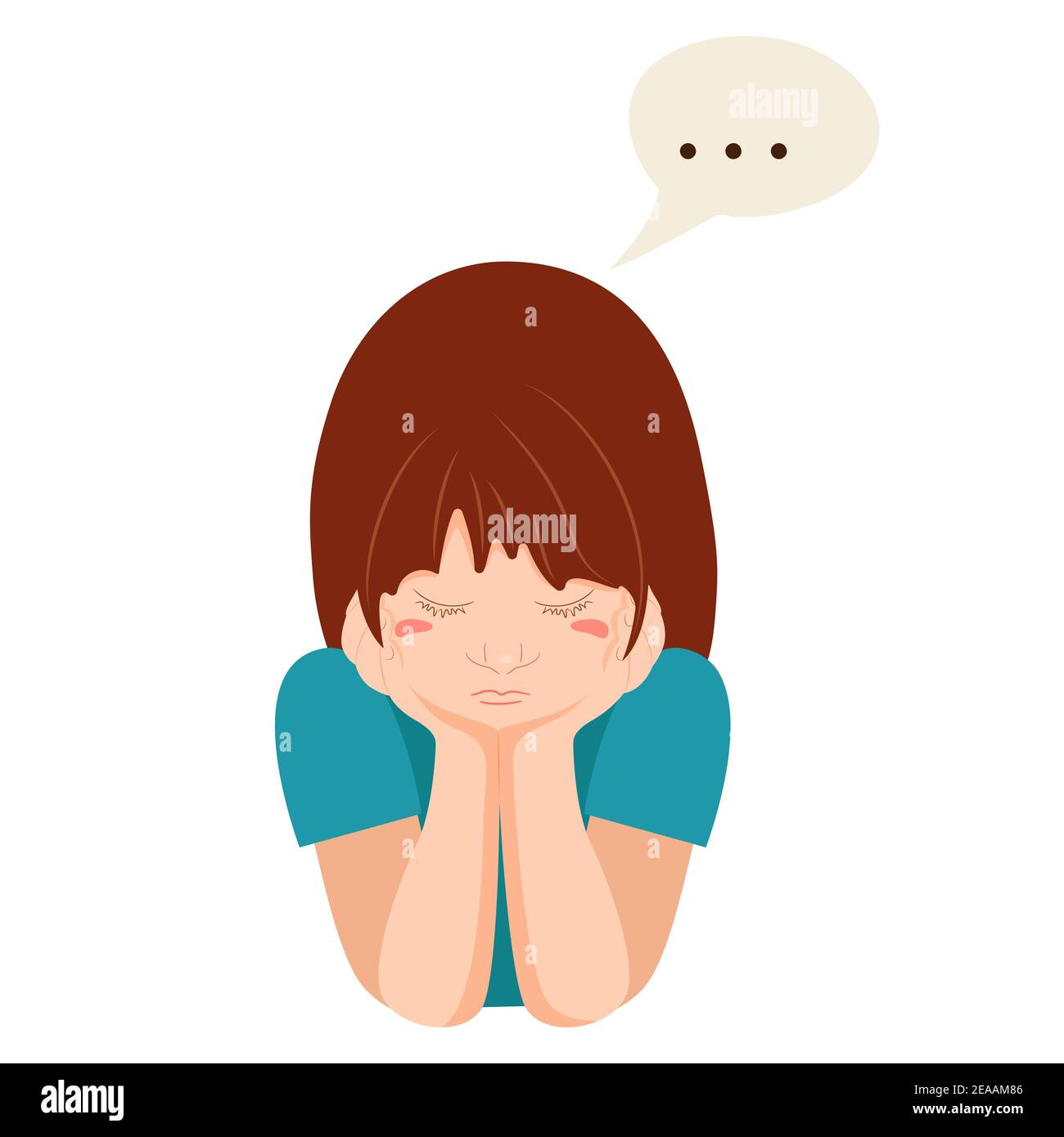 Sad girl sitting alone and thinking. Autism concept. Vector illustration  Stock Vector Image & Art - Alamy