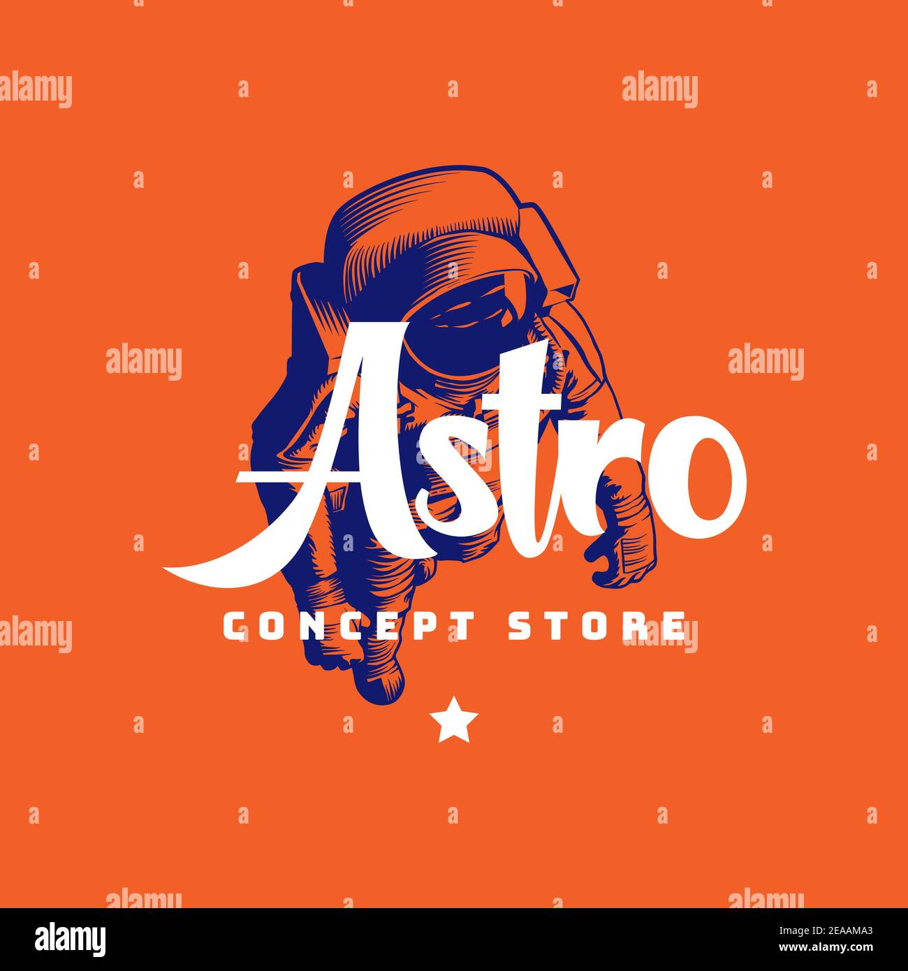 Clothing Brand Logo Template Featuring An Illustration of An Astronaut