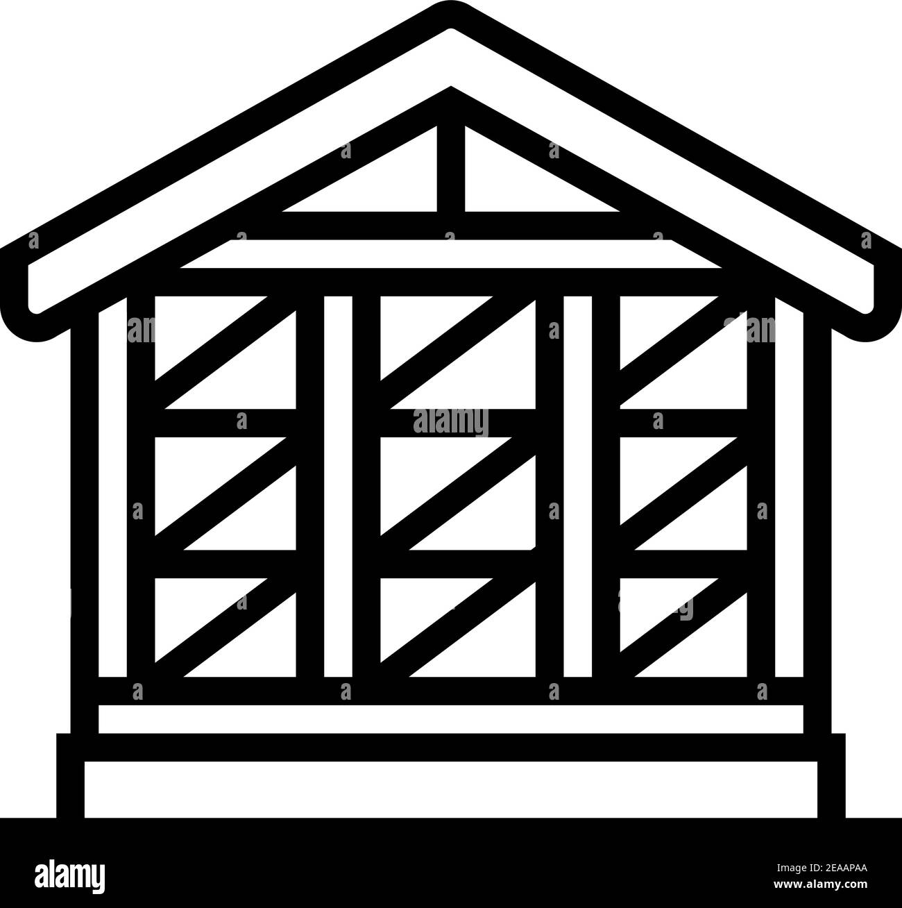 wooden frame building line icon vector illustration Stock Vector Image ...
