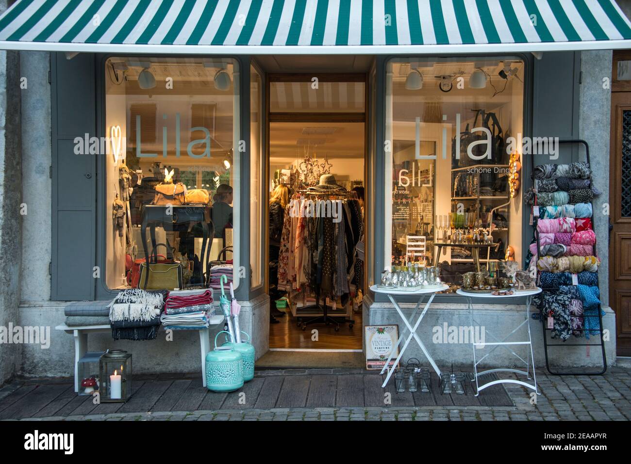 Shop window in the evening in Solothurn Stock Photo