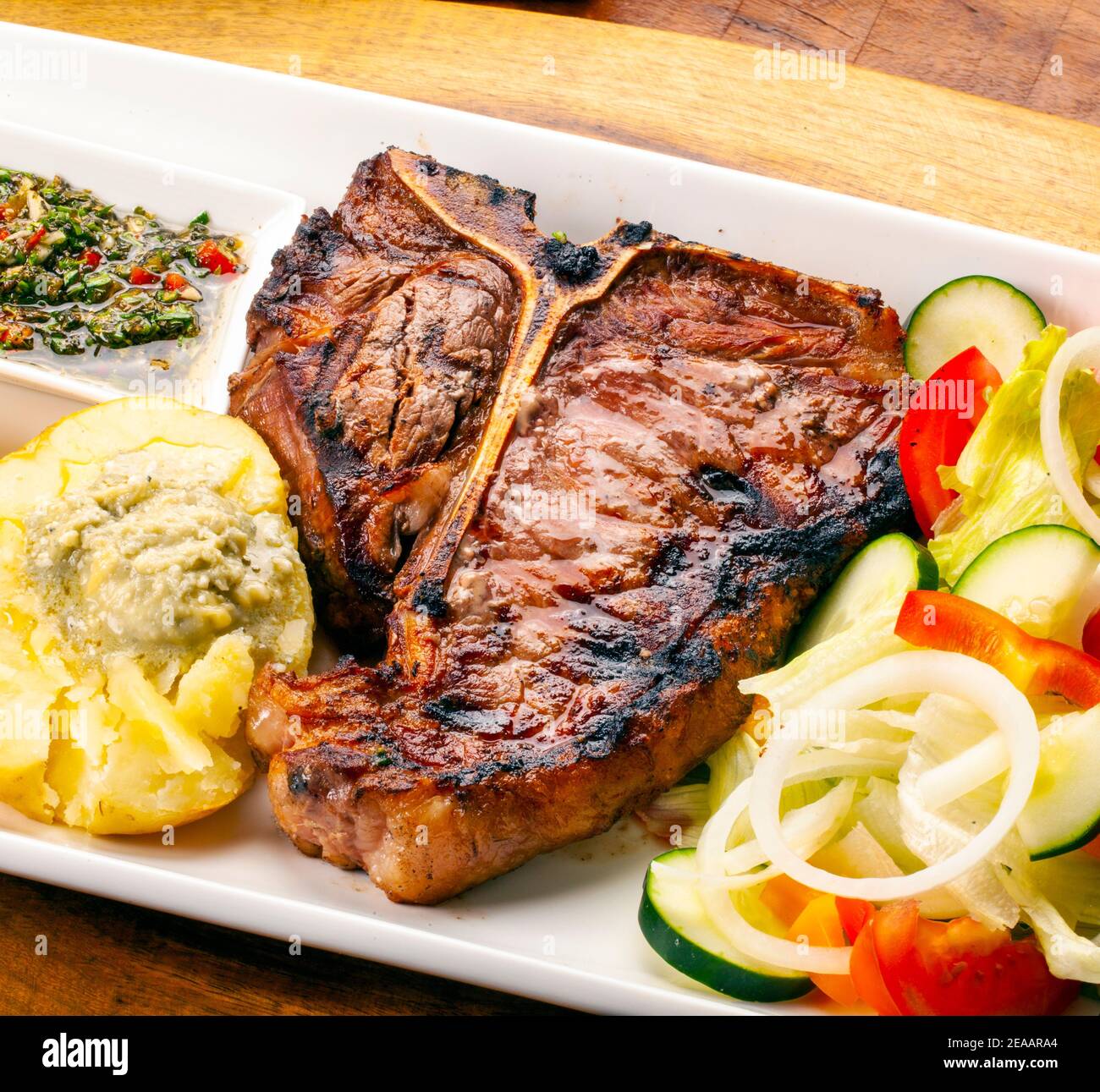 T bone steak potato salad hi-res stock photography and images - Alamy