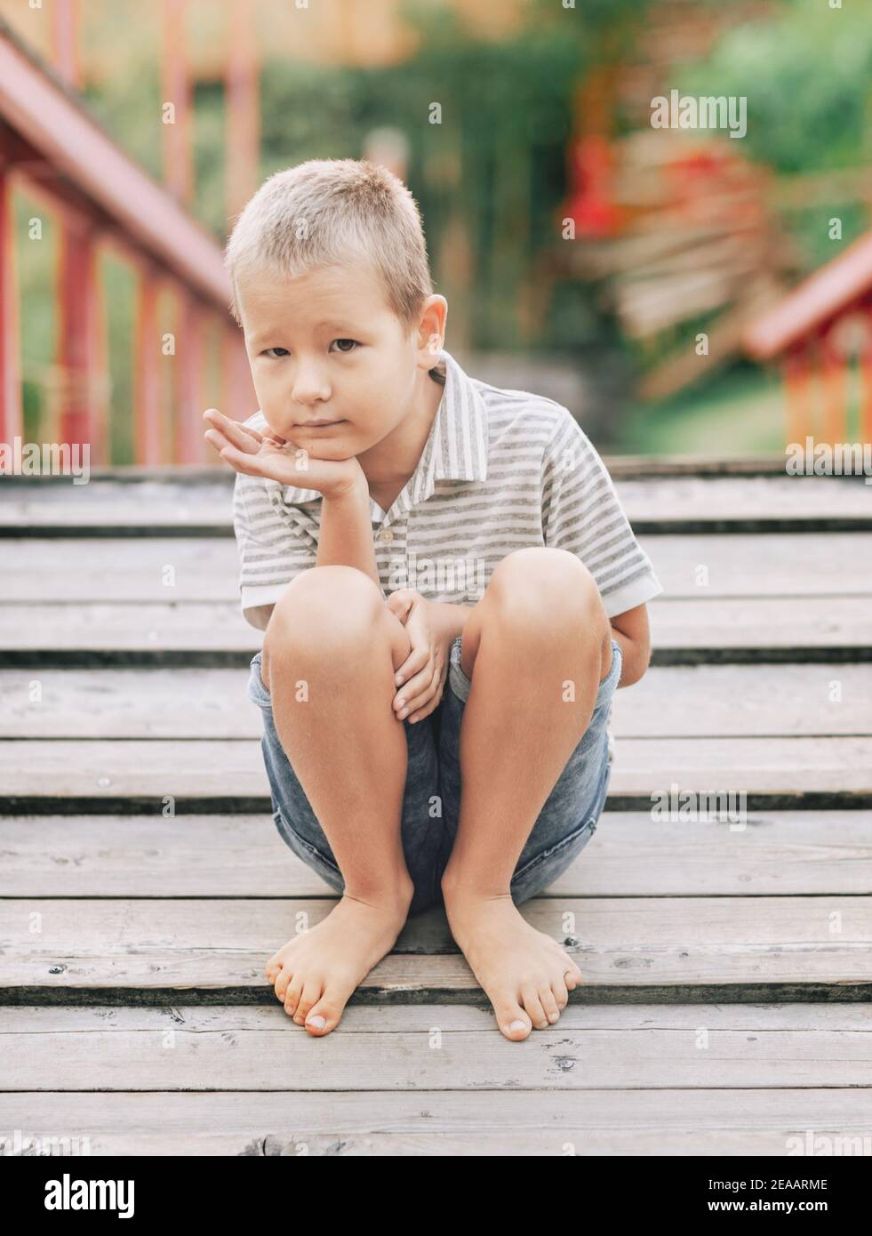 Outdoor portrait of a little cute boy Stock Photo - Alamy