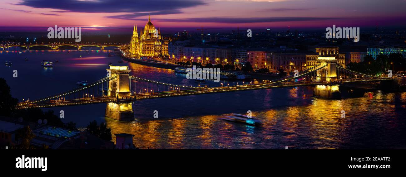 Panoramic night view budapest hi-res stock photography and images - Alamy