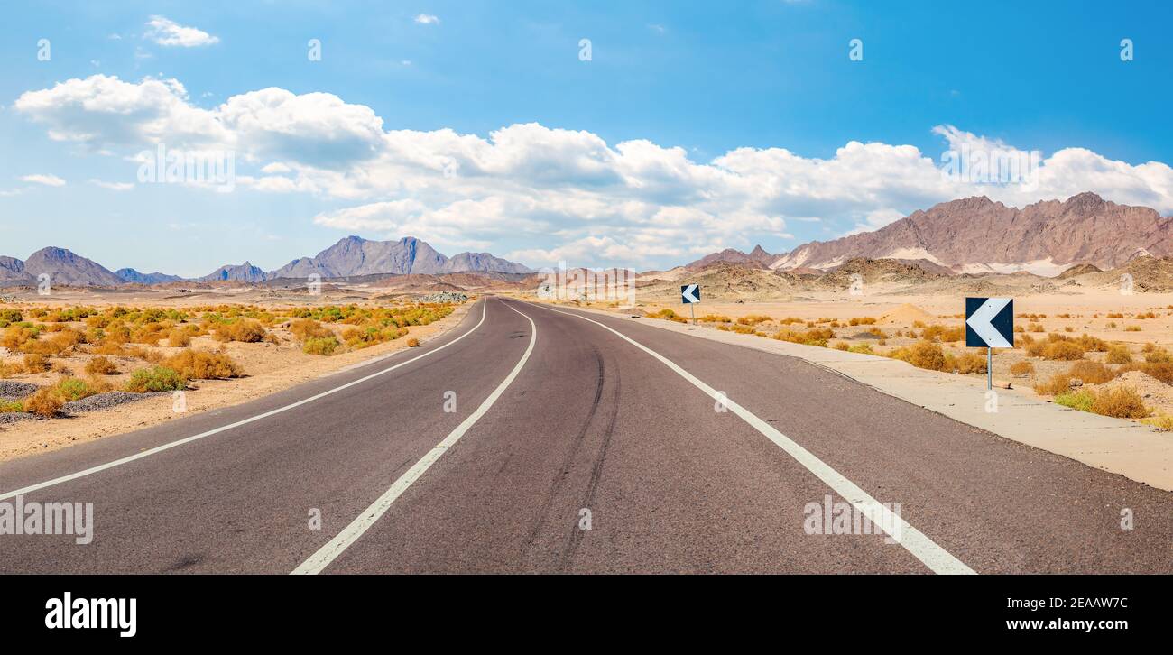 Road in the mountains of the Egyptian desert Stock Photo