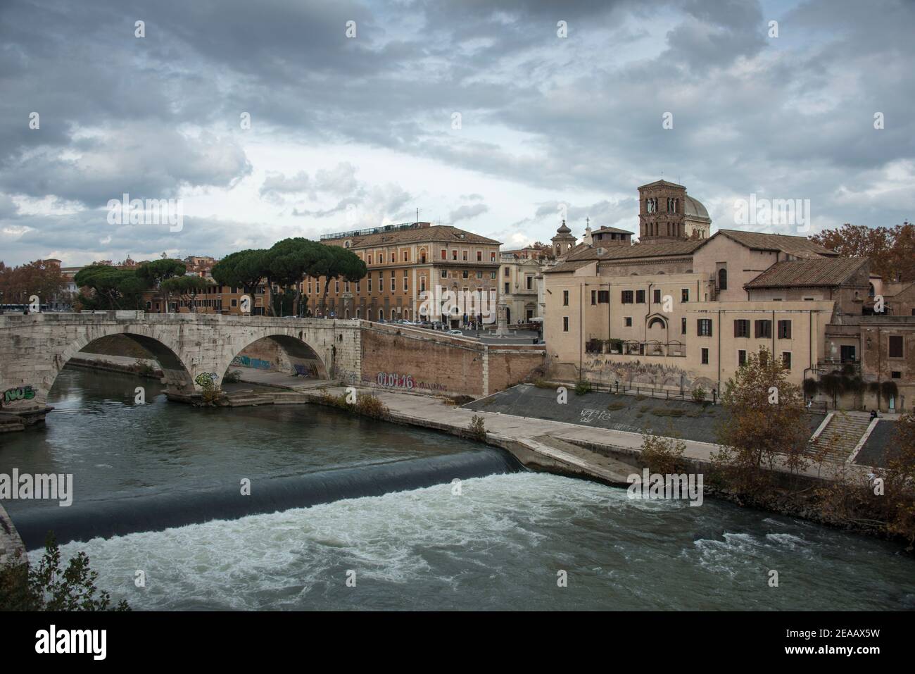 Rapids on the Tiber, Rome Stock Photo
