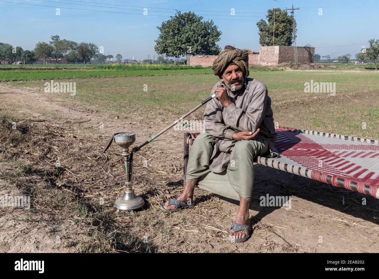 Farmer Smoking Hookah, Rural Life, Punjab, Pakistan Stock Photo Alamy