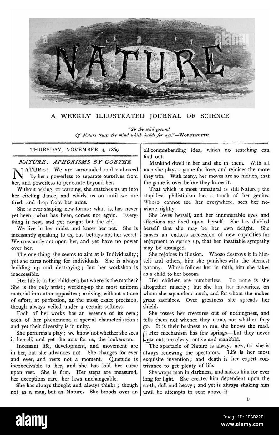 Nature cover, November 4, 1869. Stock Photo