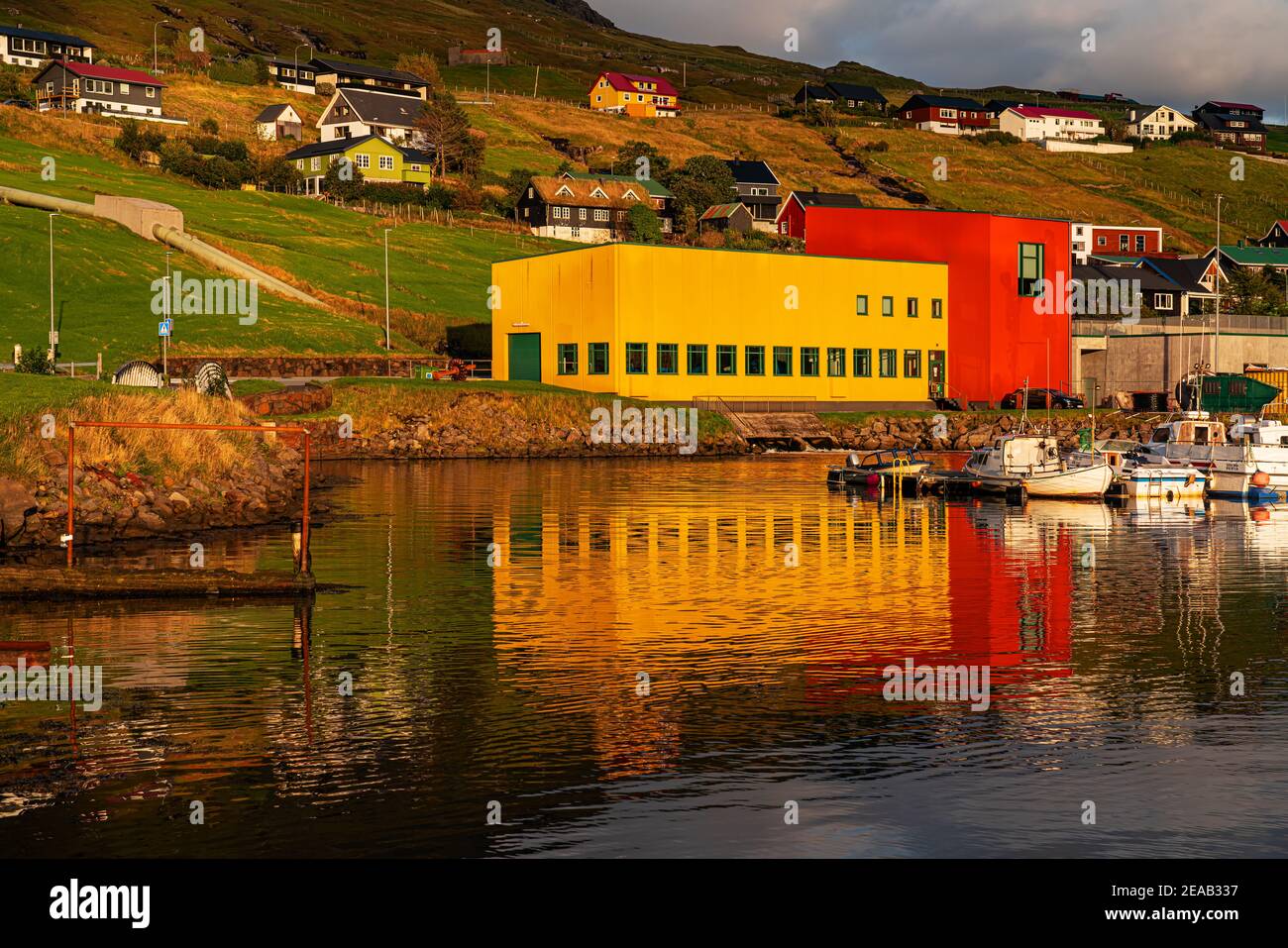 Electric power station, Vestmanna, Streymoy Island, Faroe Islands Stock