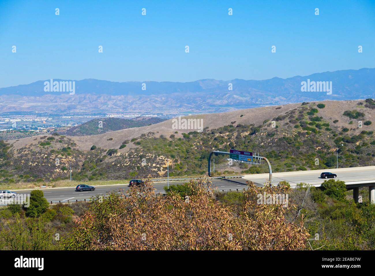 California 73 Toll Road. San Joaquin Hills Transportation Corridor fastrak. Orange County, California, USA Stock Photo