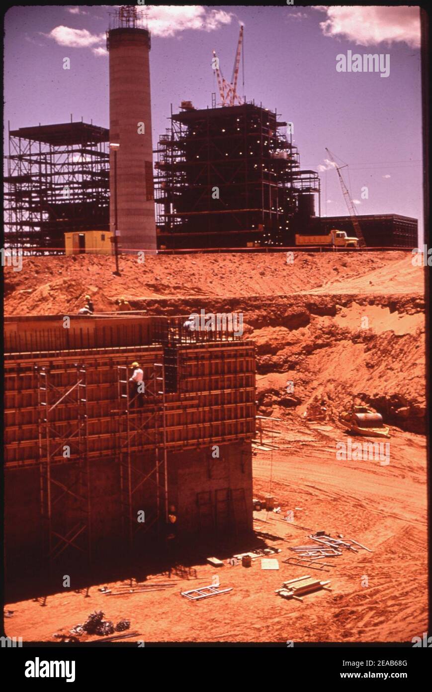 Navajo Generating Plant Under Construction. Occupying over a Thousand Acres Leased From the Navajo Indians, the Plant Will Be the Largest Electric Generating Station in Arizona (4266496326). Stock Photo