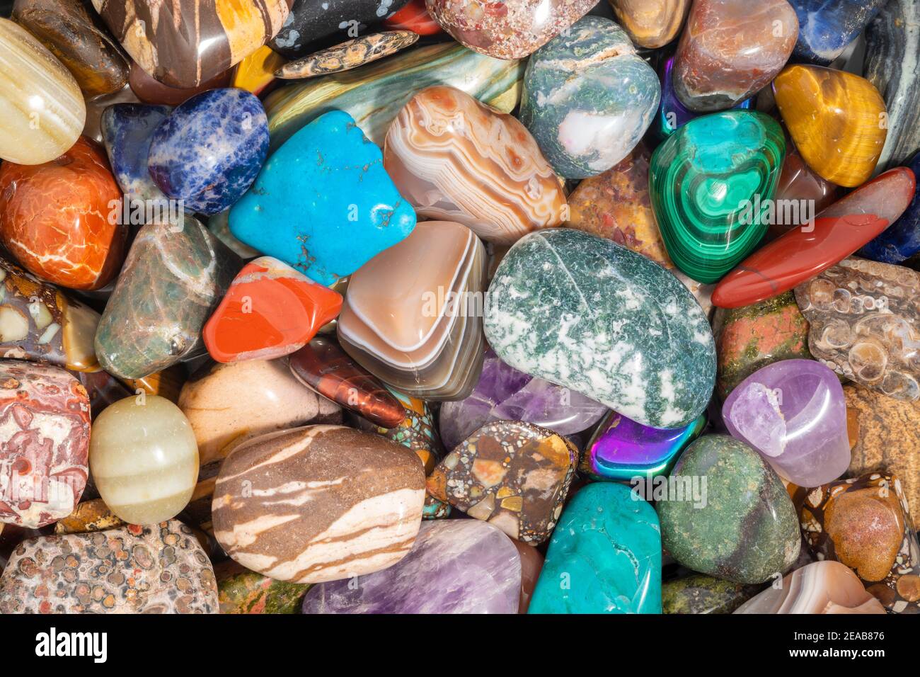 Polished minerals and gemstones, by Dominique Braud/Dembinsky Photo Assoc Stock Photo
