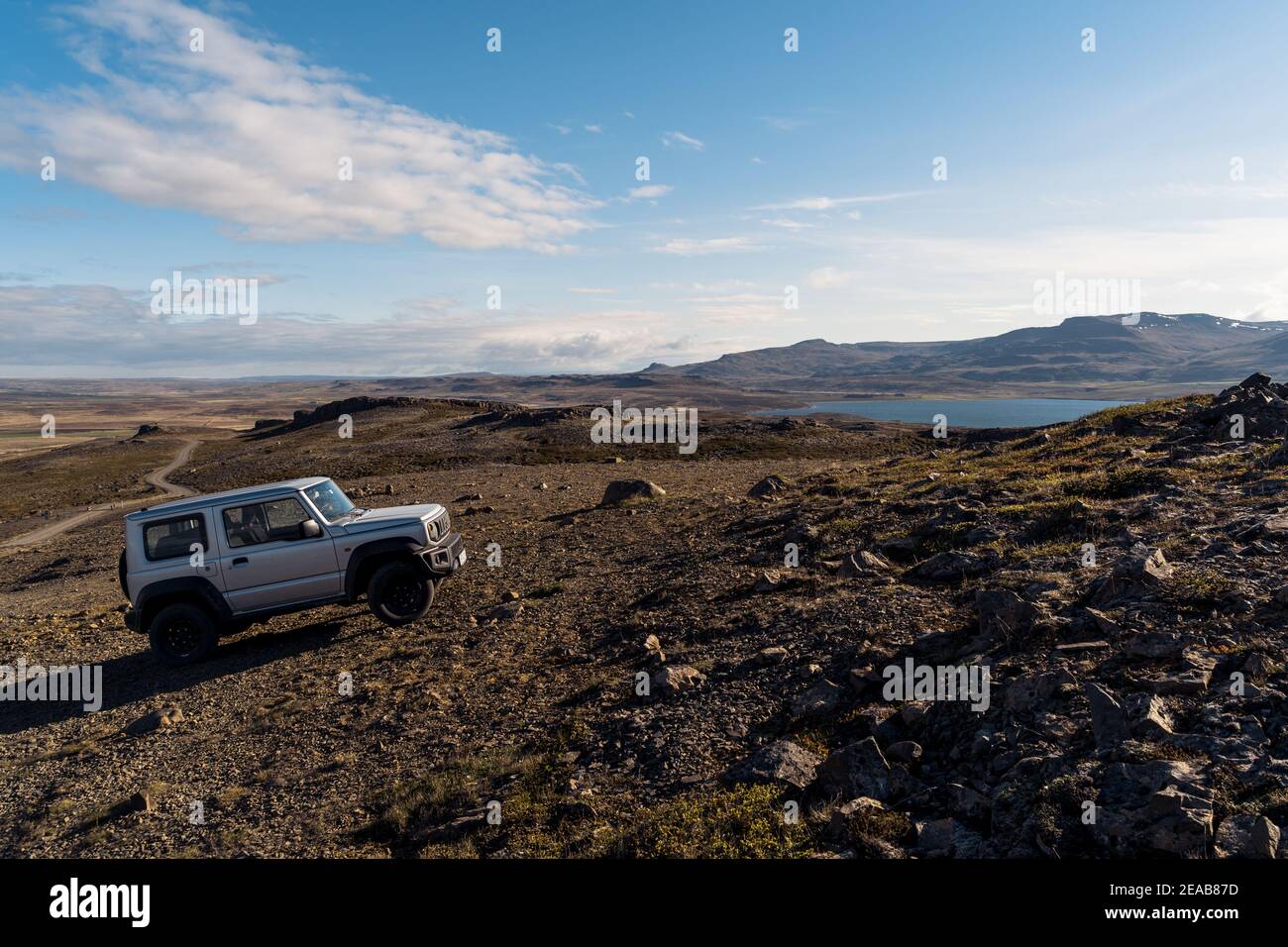 Iceland, Norðurland vestra, Suzuki, Jimny Stock Photo
