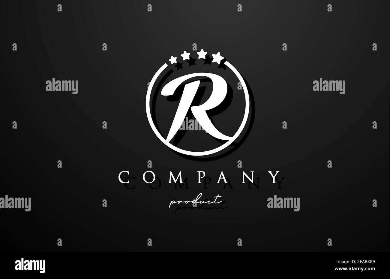 R alphabet letter logo for company and corporate in black and white ...