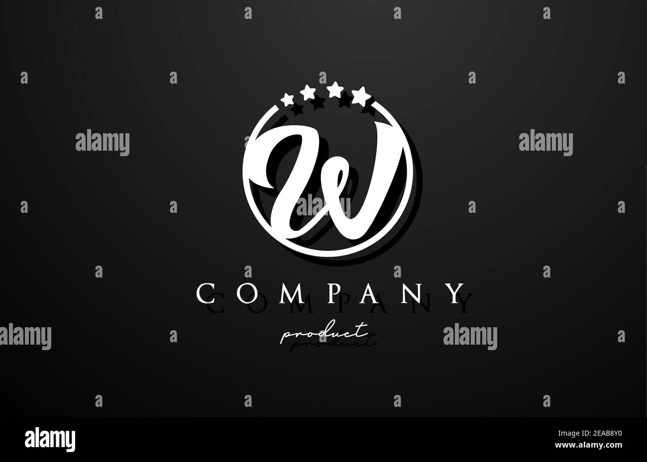 W alphabet letter logo for company and corporate in black and white ...