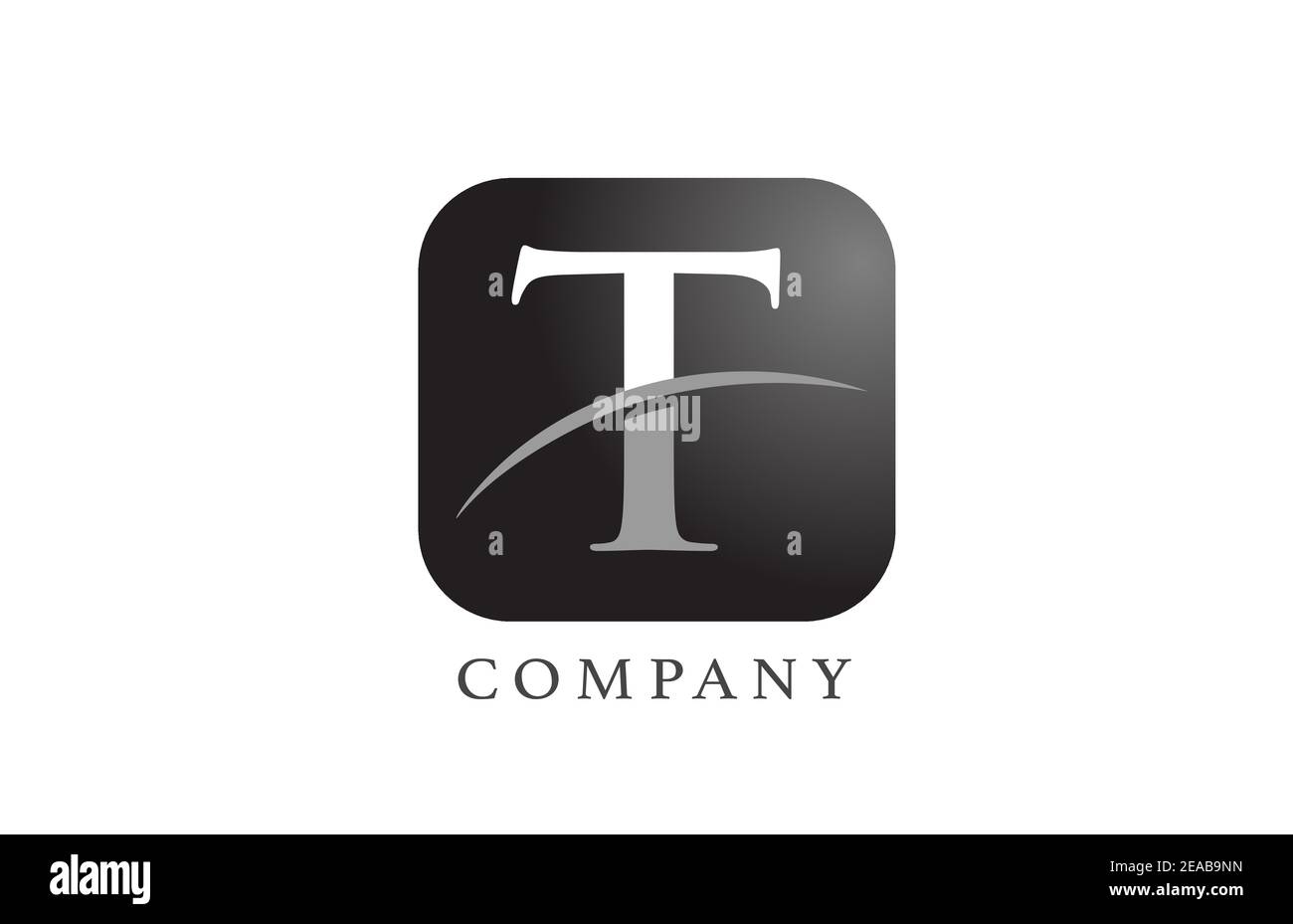 T black white alphabet letter logo for company and corporate. Rounded ...