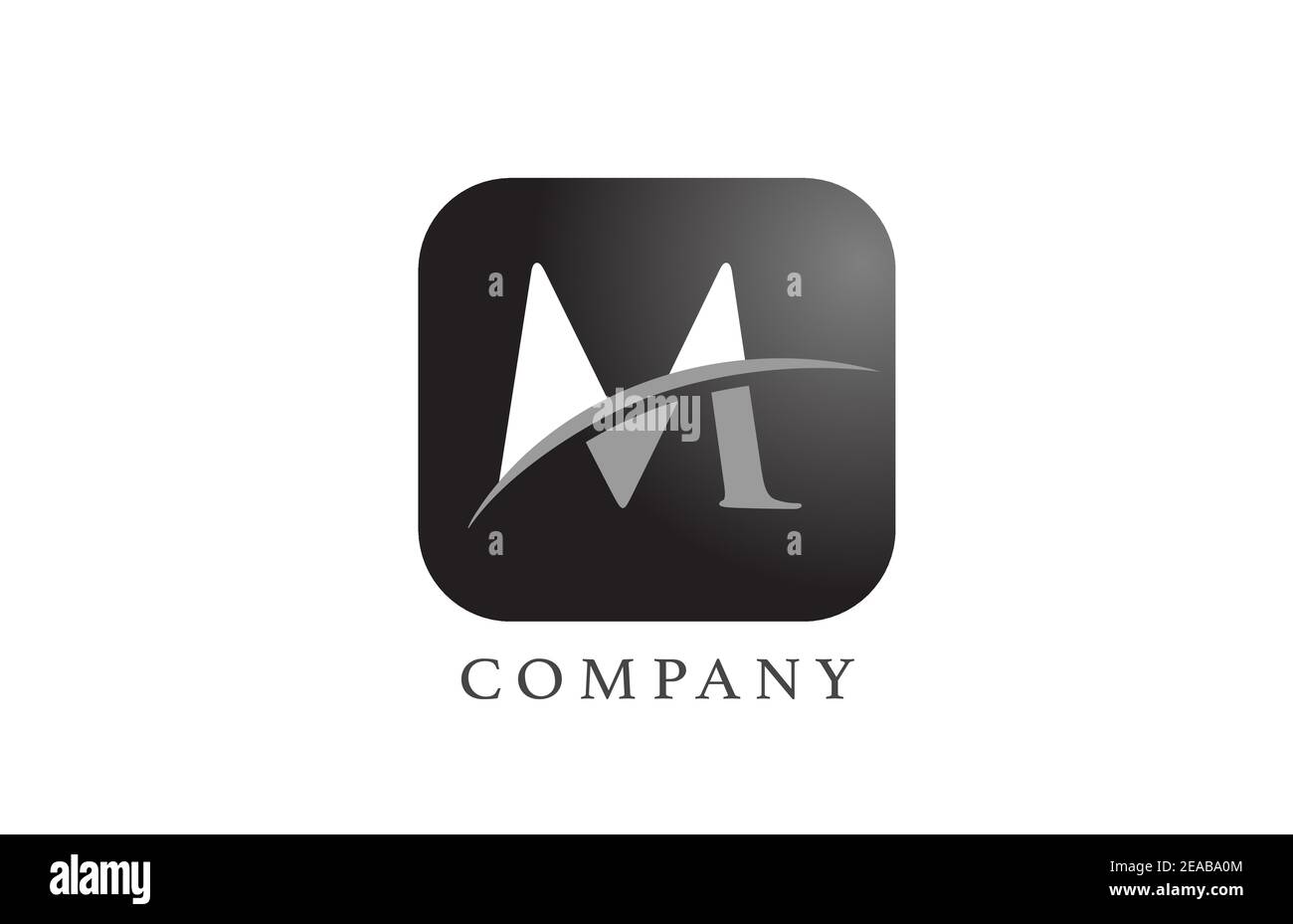 M black white alphabet letter logo for company and corporate. Rounded ...