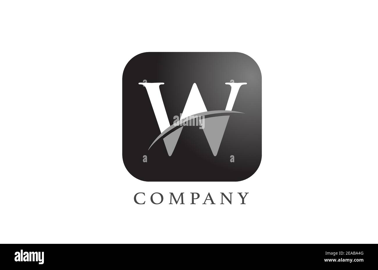 W black white alphabet letter logo for company and corporate. Rounded ...