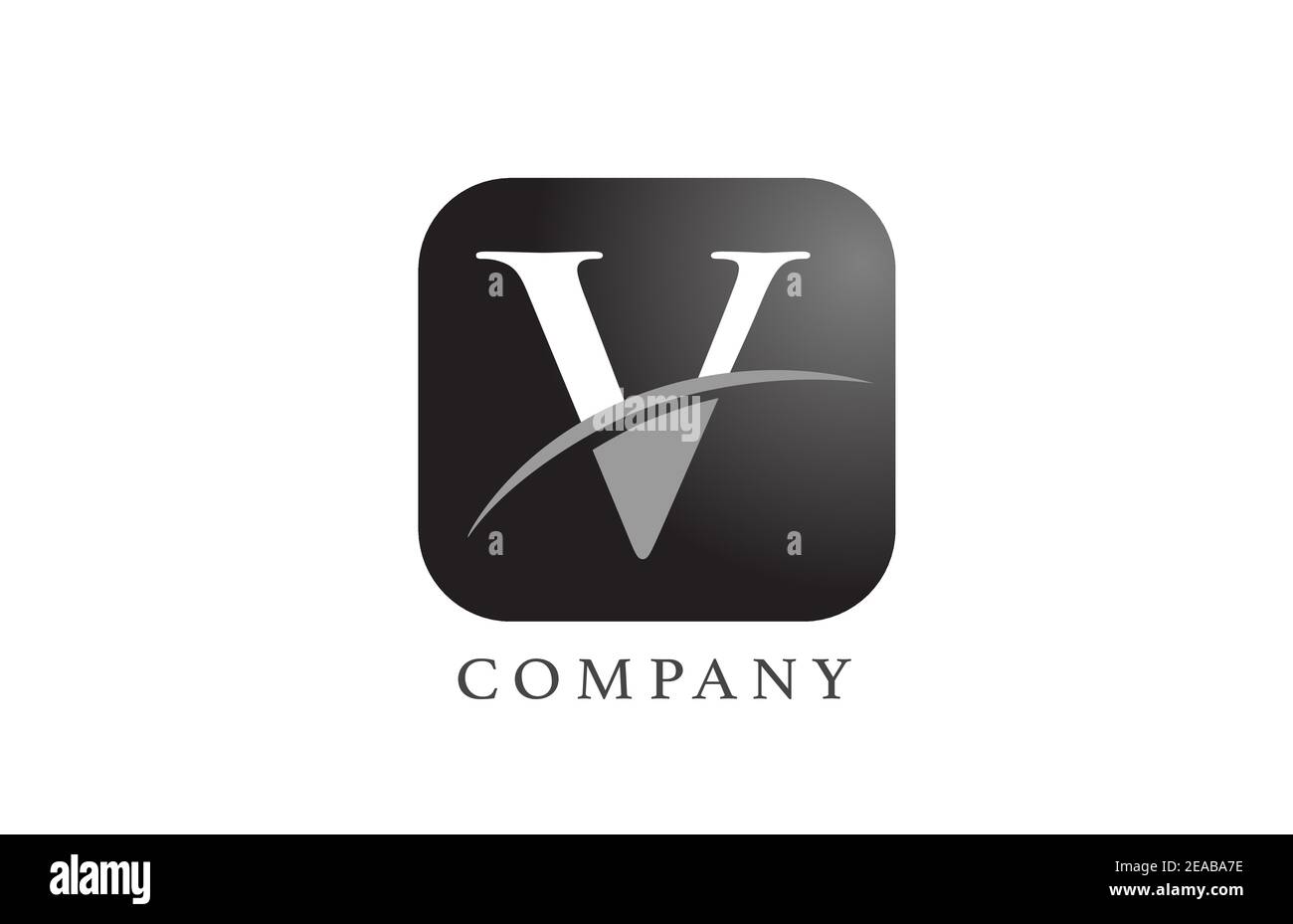 V black white alphabet letter logo for company and corporate. Rounded ...
