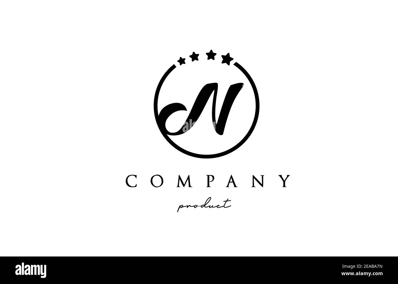 N Alphabet Letter Logo For Company And Corporate Design With Circle And Star In Simple Black And White Colors Can Be Used For A Luxury Brand Stock Vector Image Art