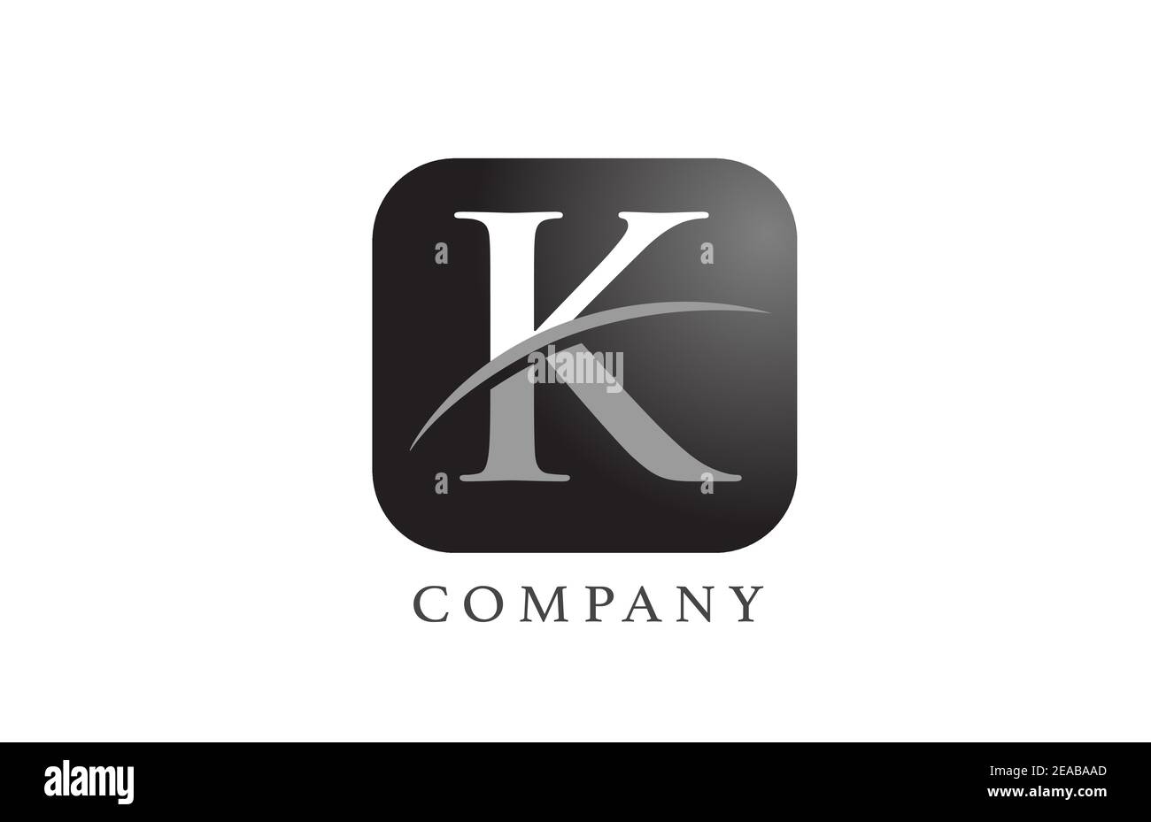 K black white alphabet letter logo for company and corporate. Rounded ...