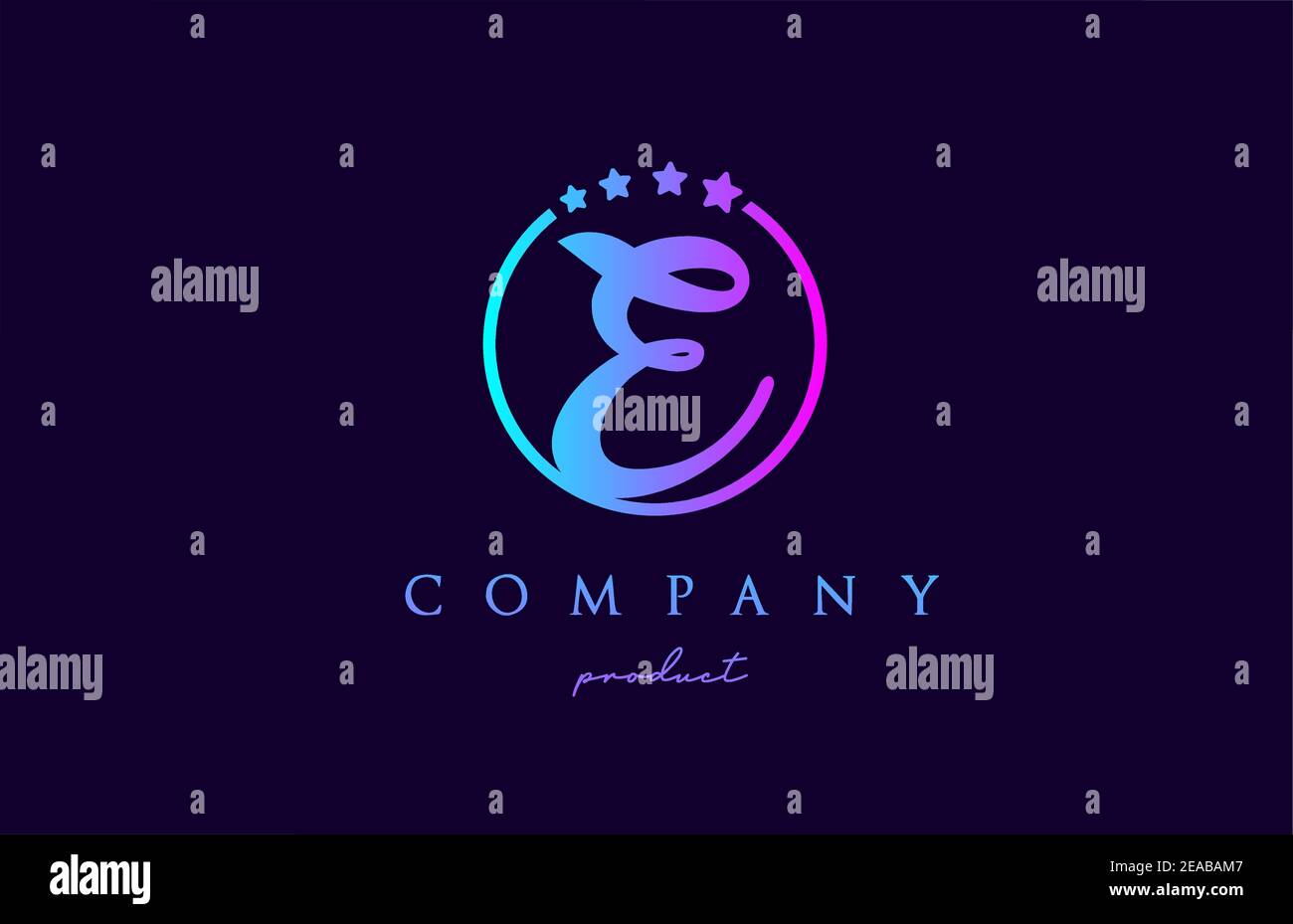 E alphabet letter logo for company and corporate in blue pink colors ...