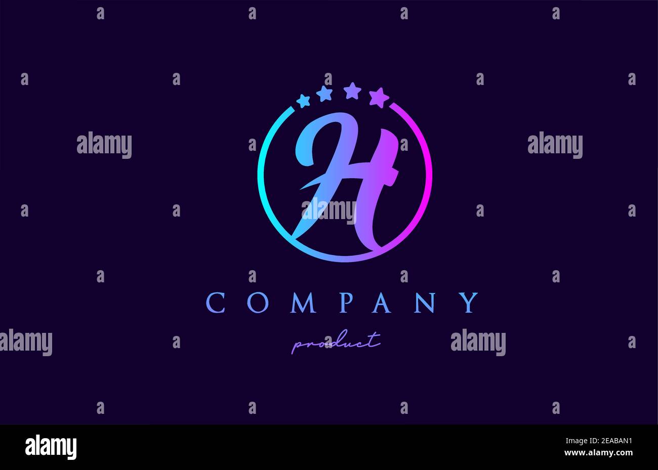 H alphabet letter logo for company and corporate in blue pink colors ...