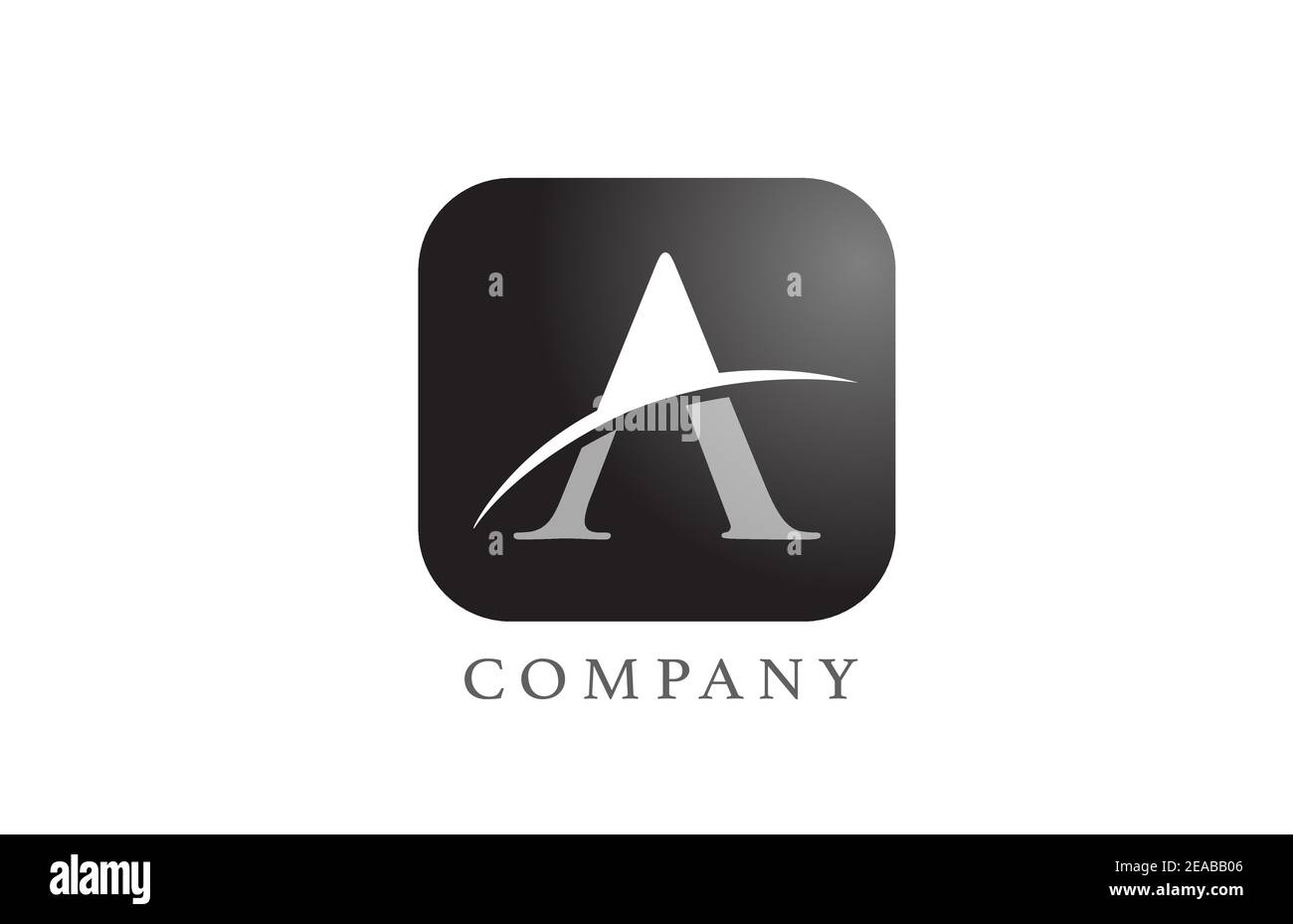 A black white alphabet letter logo for company and corporate. Rounded ...