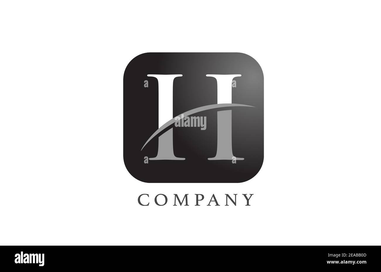 H black white alphabet letter logo for company and corporate. Rounded ...