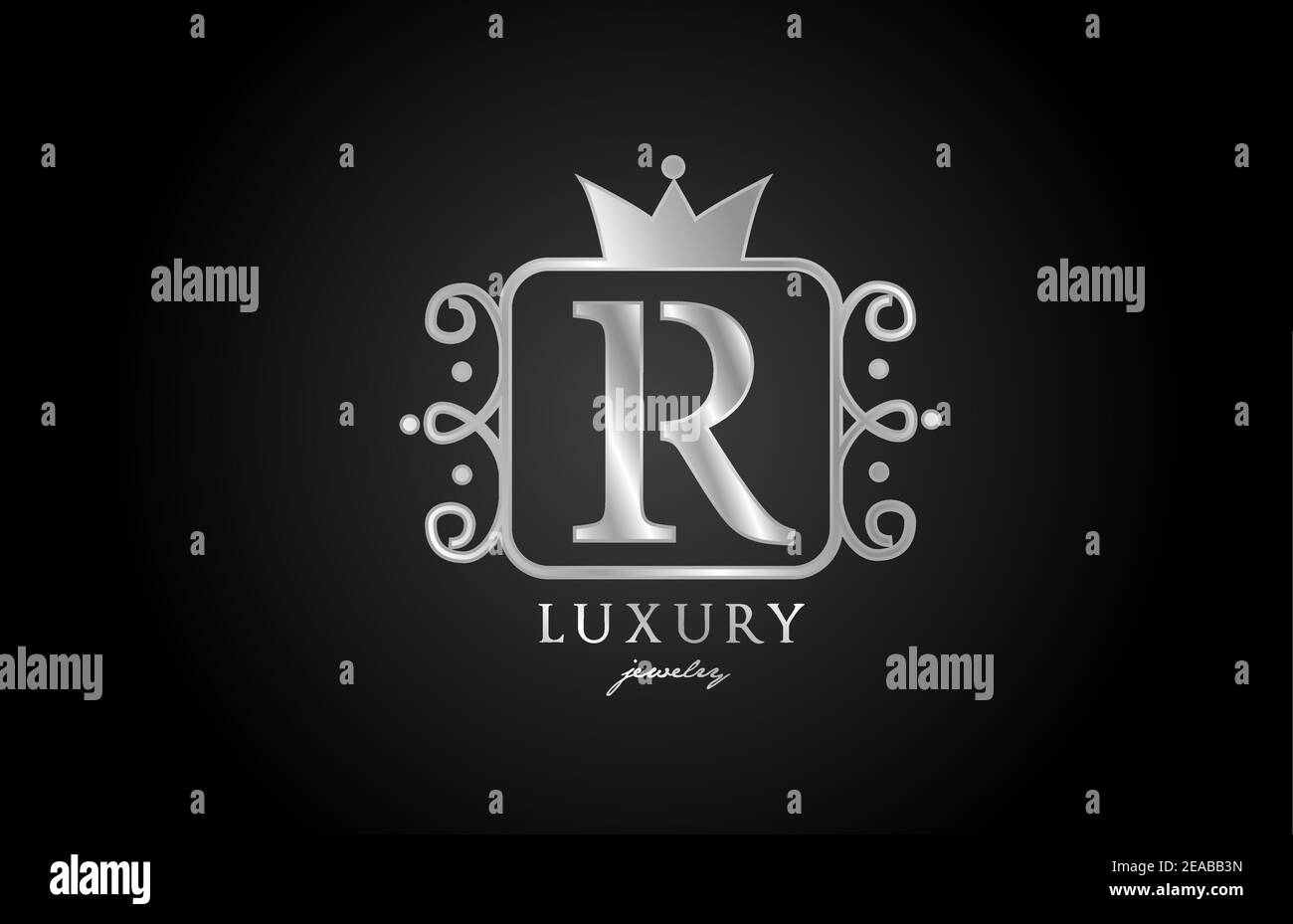 R monogram silver metal alphabet letter logo. Creative icon design with ...