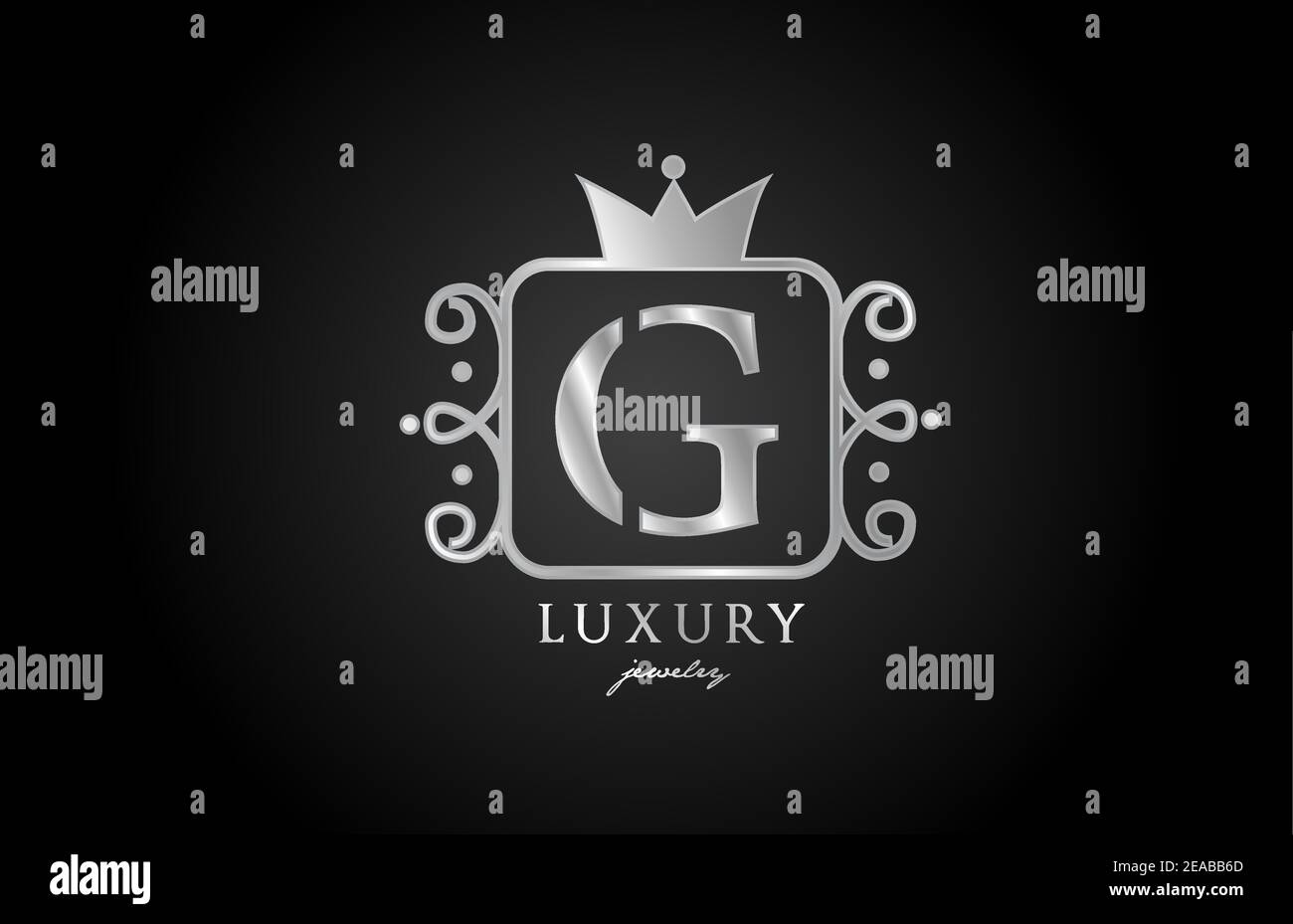G monogram silver metal alphabet letter logo. Creative icon design with ...