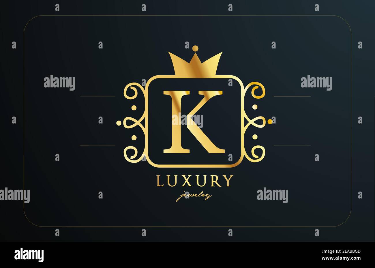 K monogram golden metal alphabet letter logo. Creative icon design with ...