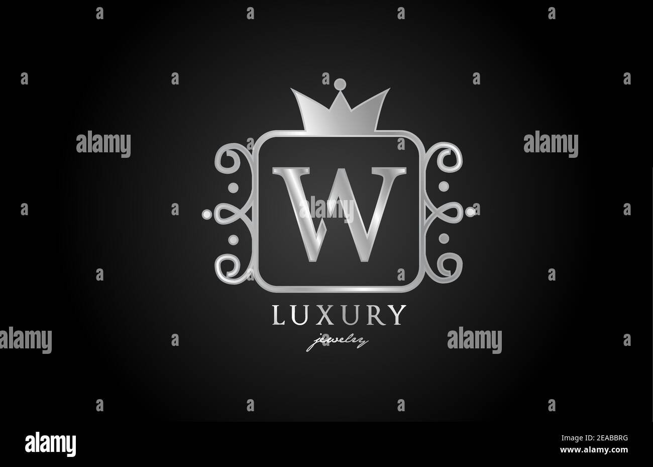 W monogram silver metal alphabet letter logo. Creative icon design with ...