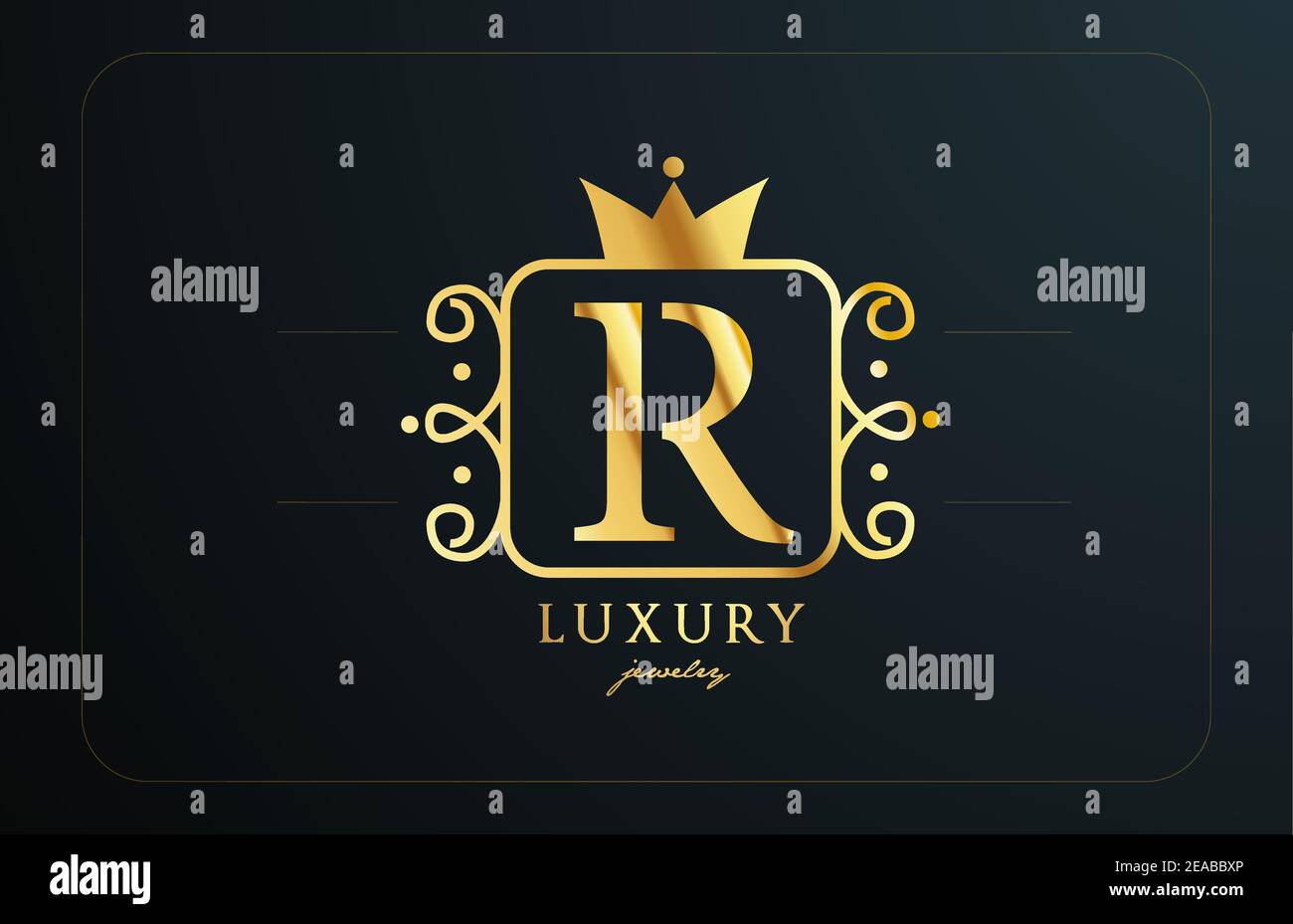 R monogram golden metal alphabet letter logo. Creative icon design with ...
