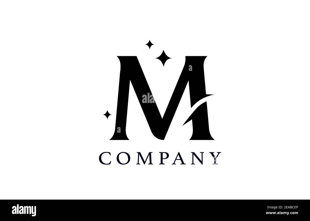 M simple black and white alphabet letter logo for company and corporate ...