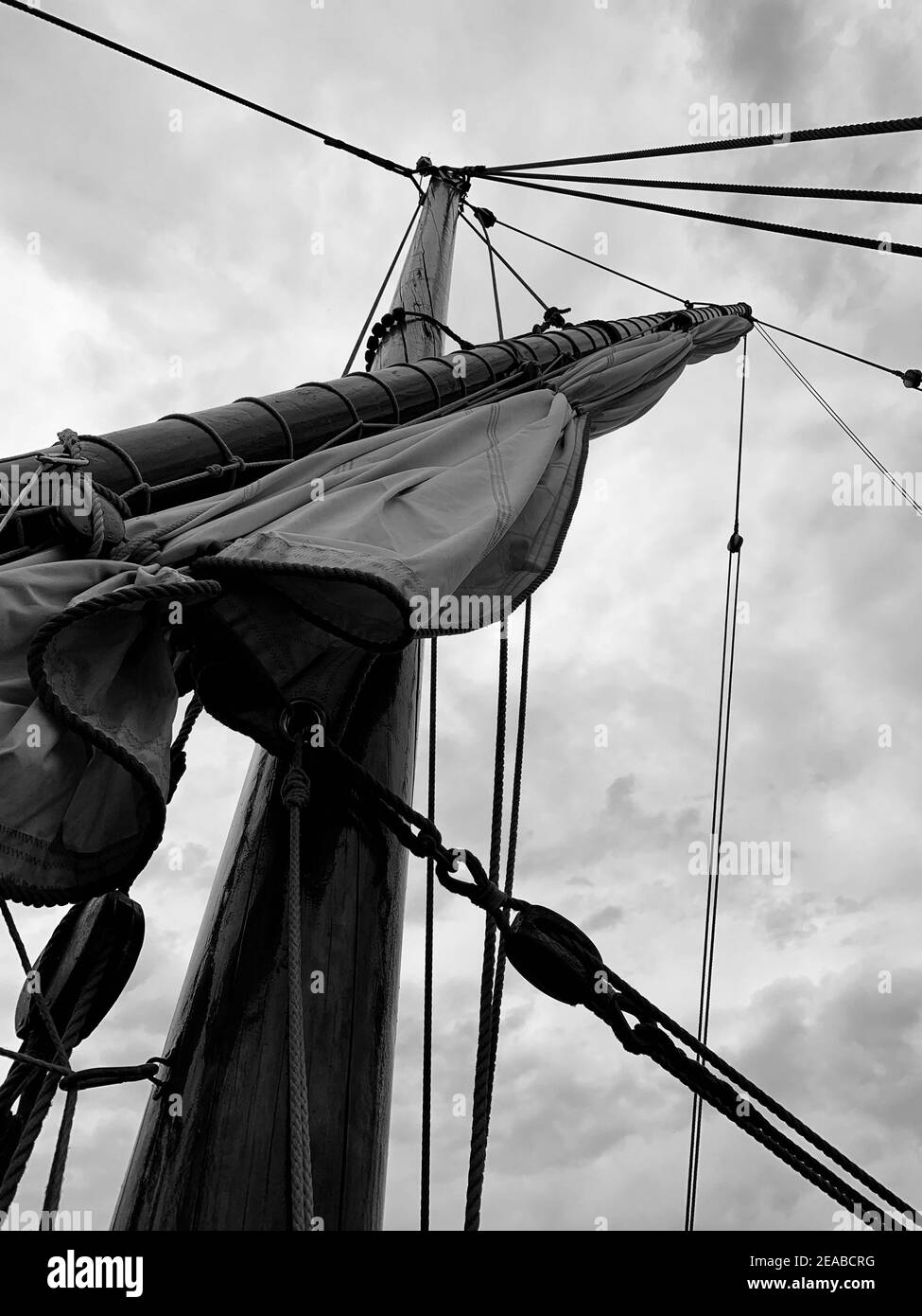 Rigging of the historic merchant ship Lisa von Lübeck Stock Photo