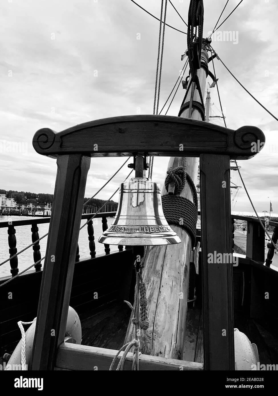 Ship bell of the historic merchant ship Lisa von Lübeck Stock Photo