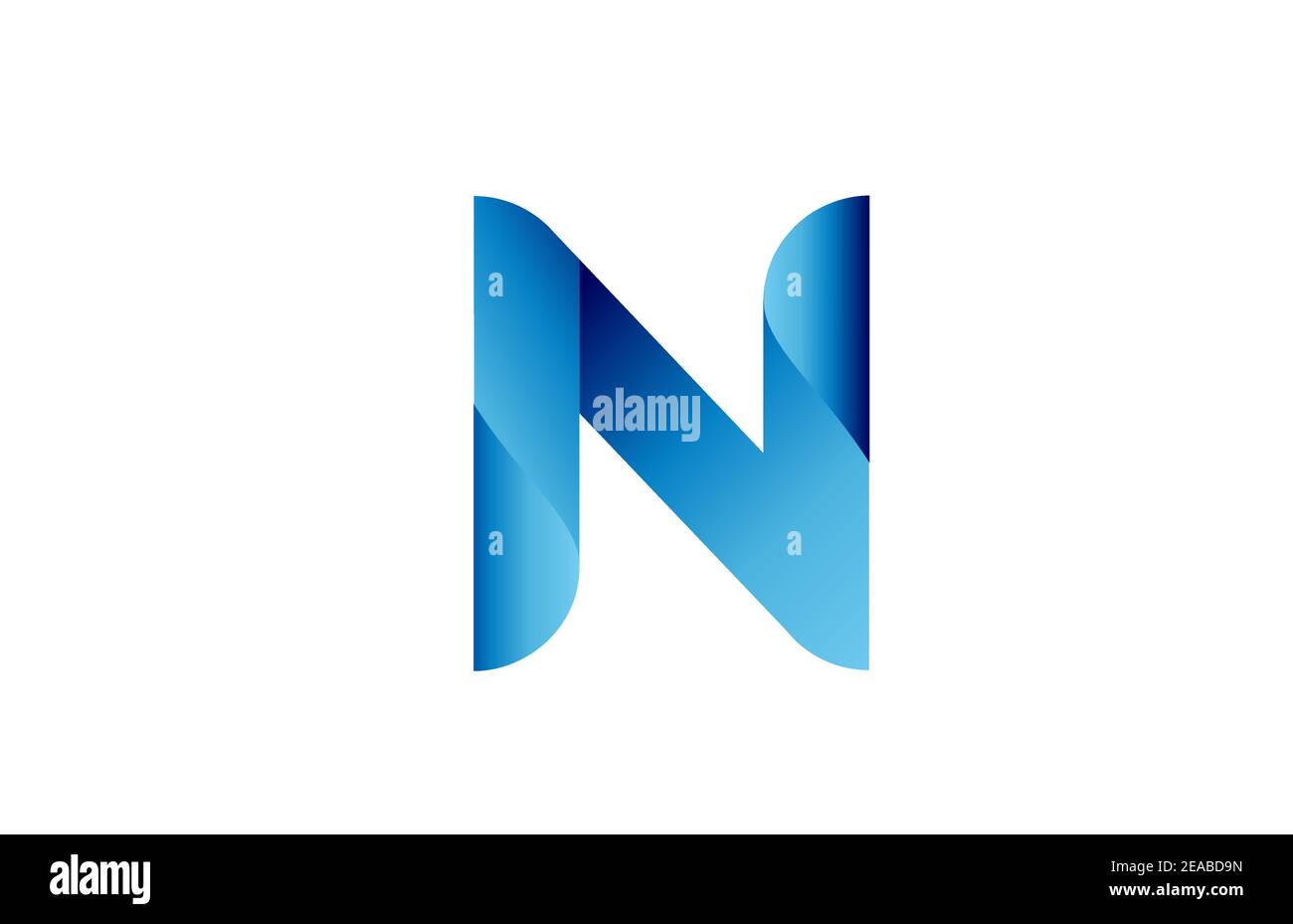 N creative blue gradient alphabet letter logo for branding and business ...