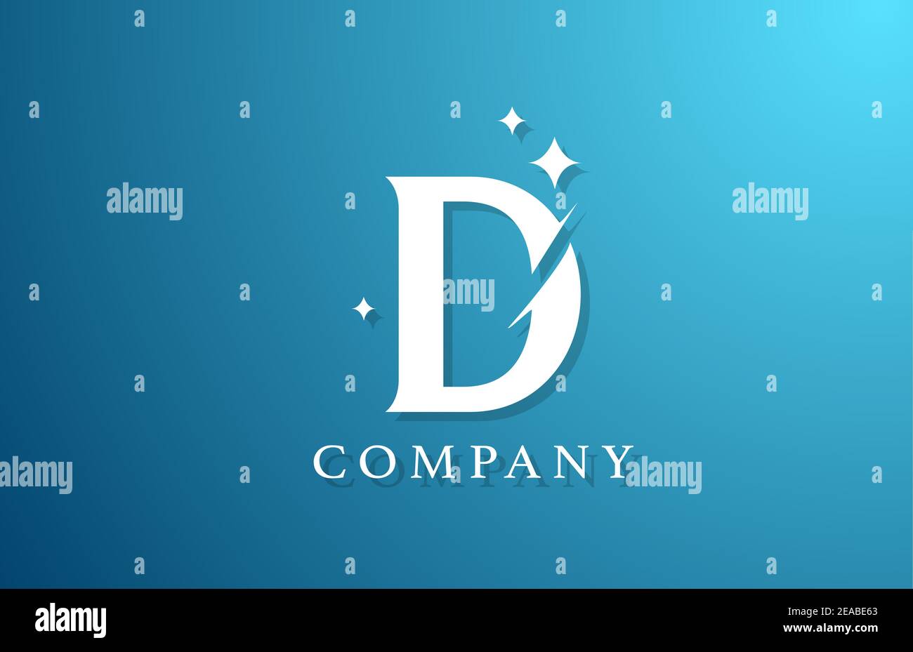 D blue white gradient alphabet letter logo for business. Branding ...