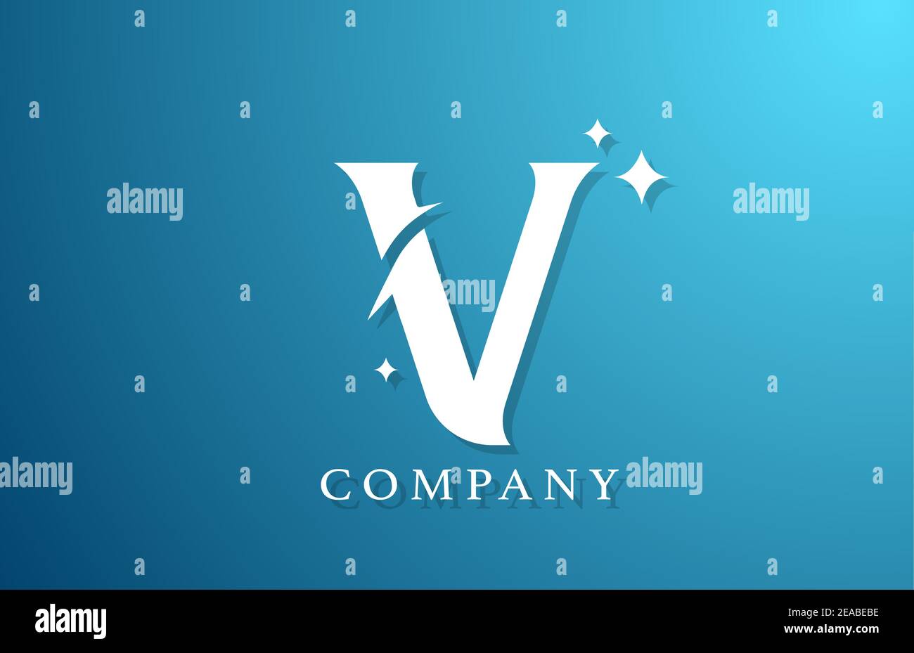 V blue white gradient alphabet letter logo for business. Branding ...