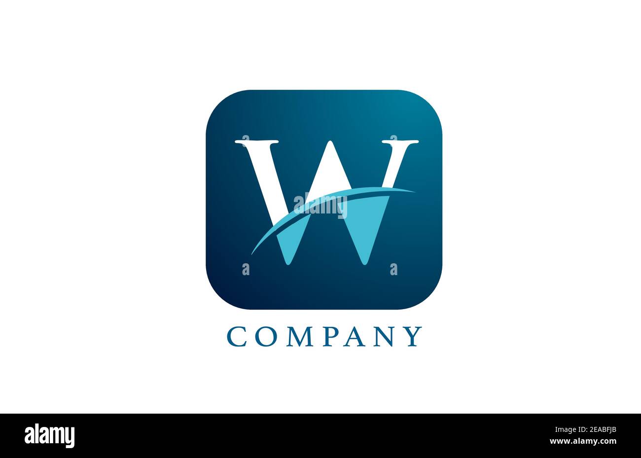 W blue alphabet letter logo for company and corporate. Rounded square ...