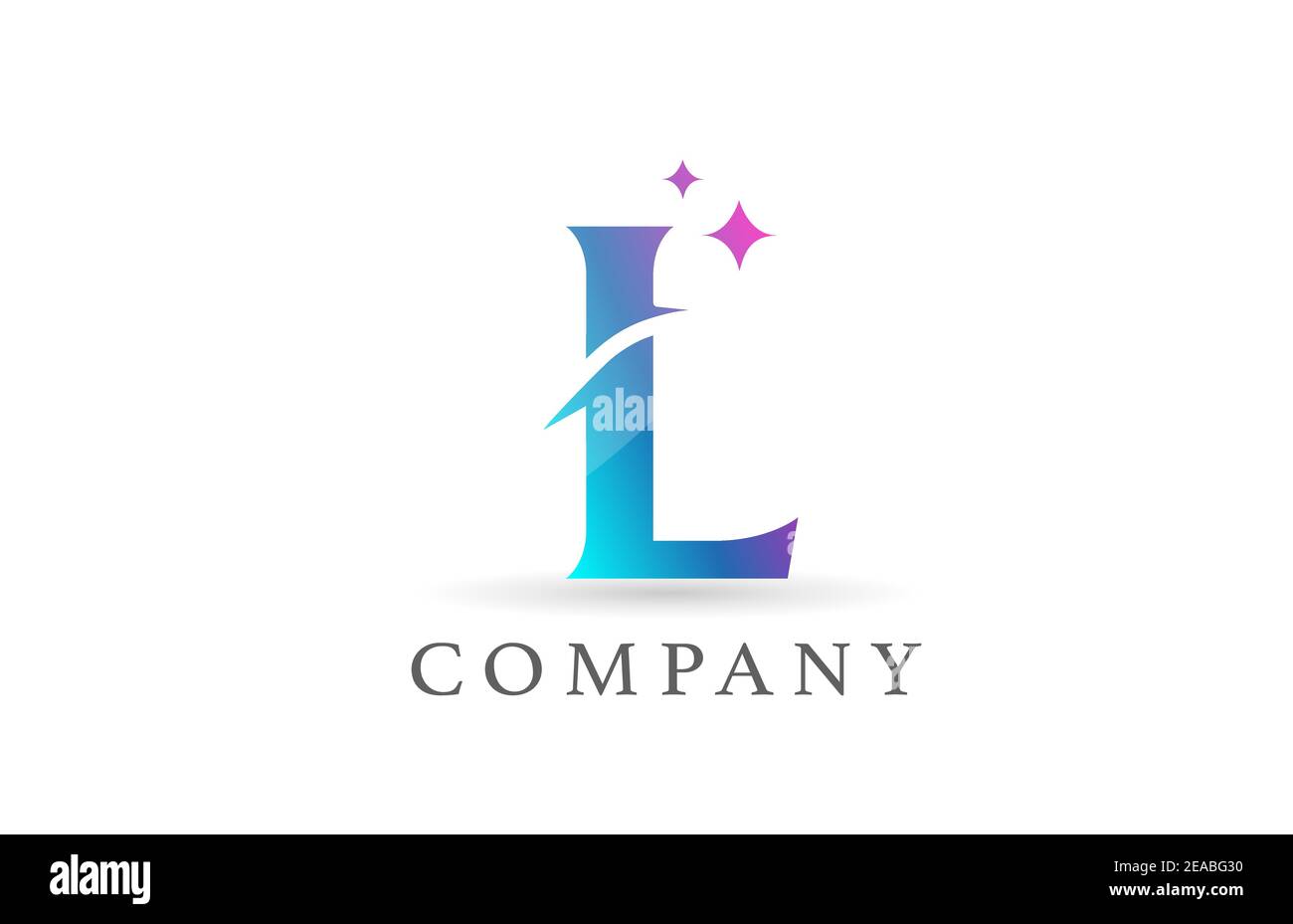 L blue pink gradient alphabet letter logo for business and company ...