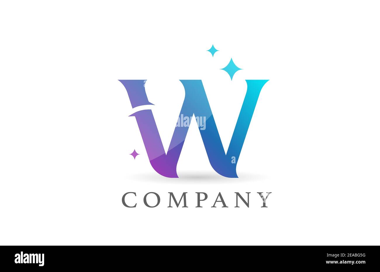 W blue pink gradient alphabet letter logo for business and company ...