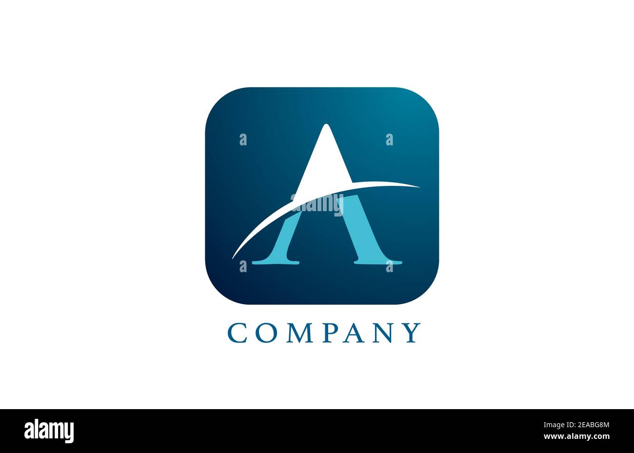 A blue alphabet letter logo for company and corporate. Rounded square ...