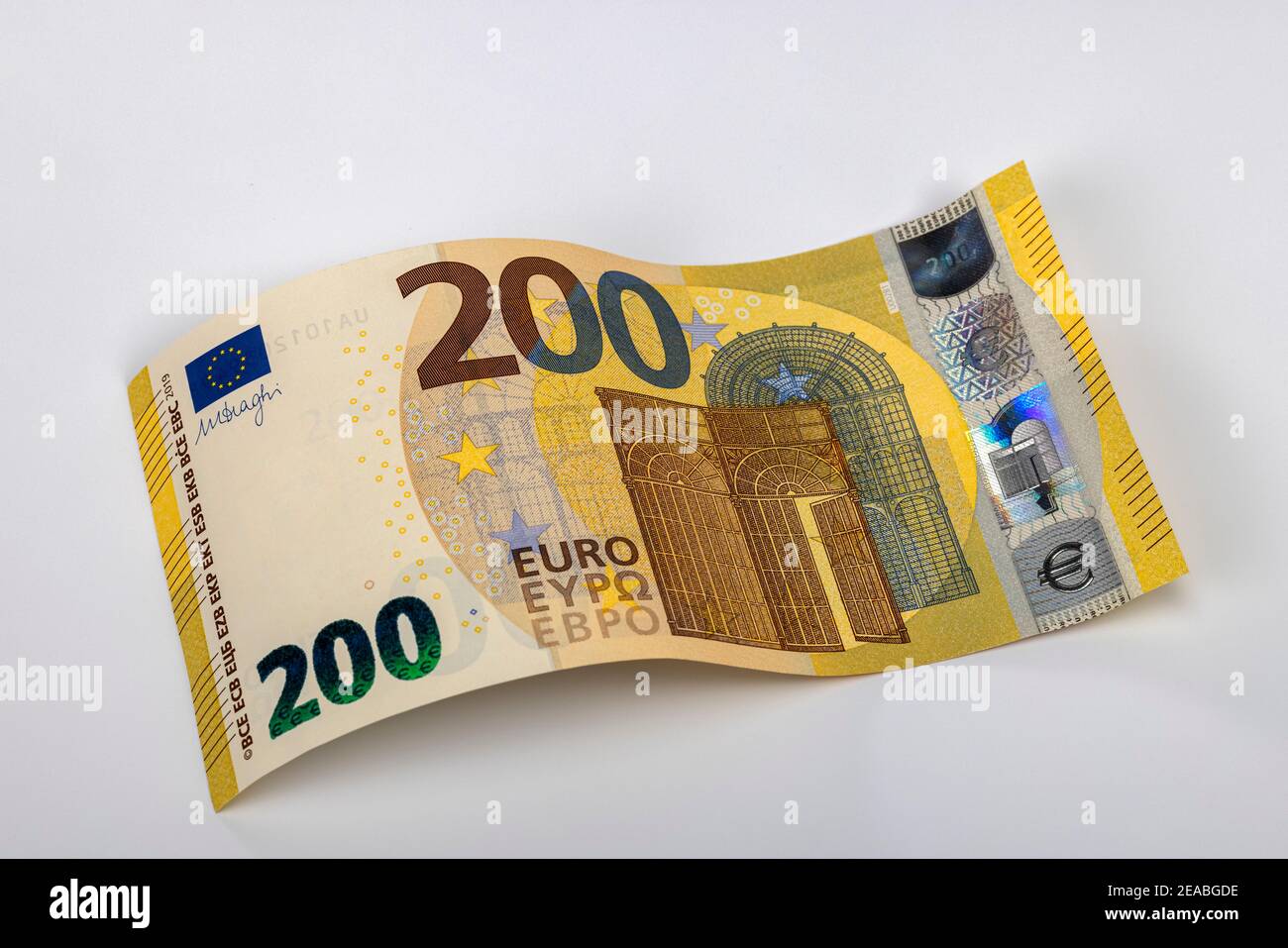 200 euro banknote in the form of a wave, Stock Photo