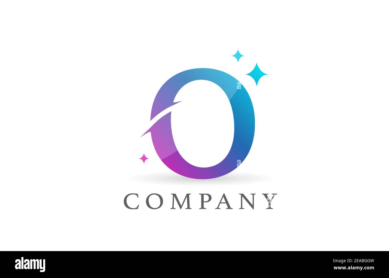 O blue pink gradient alphabet letter logo for business and company ...