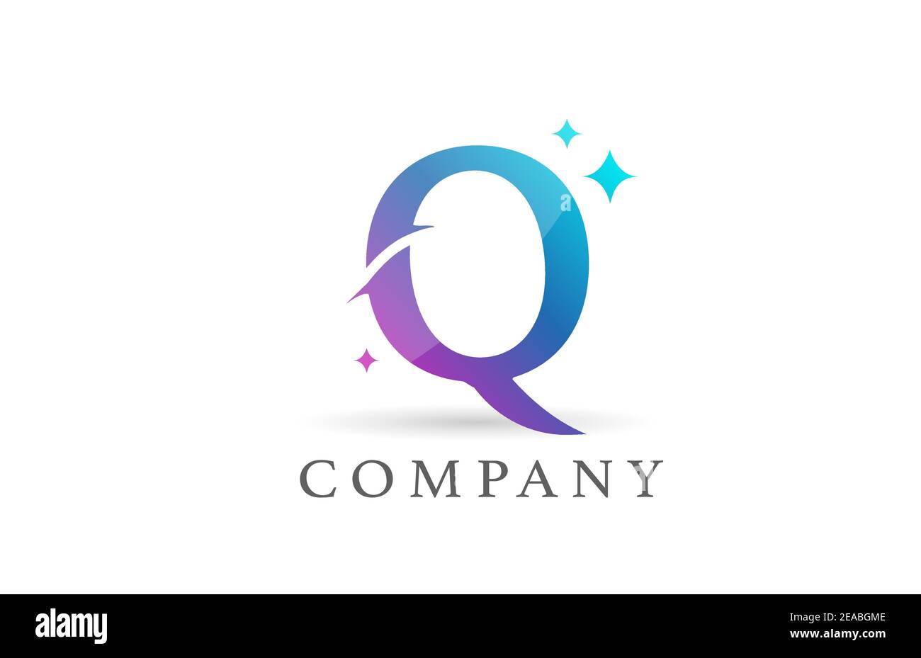 Q blue pink gradient alphabet letter logo for business and company ...